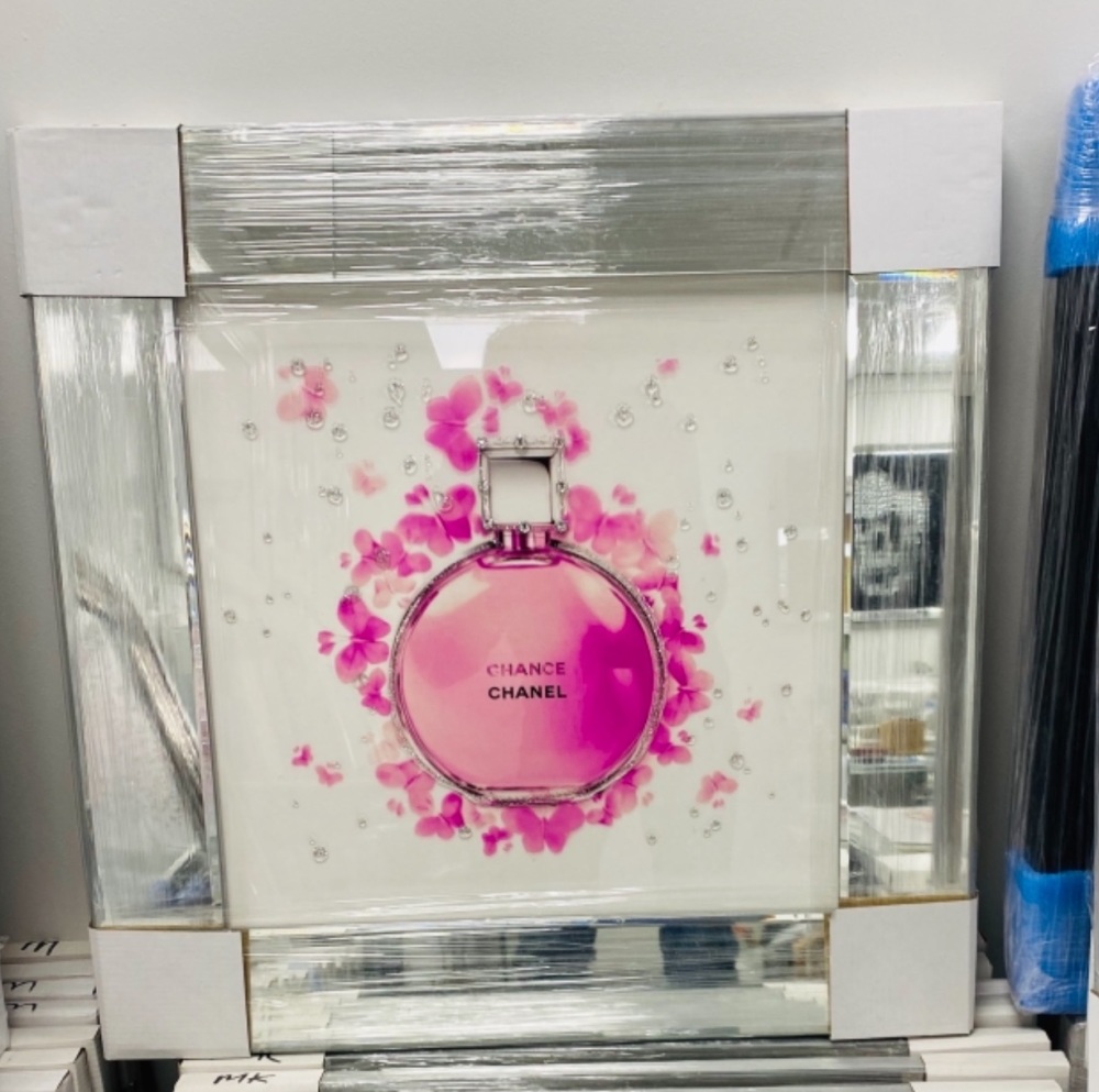 Mirror Framed Sparkle Glitter Art Chance Chanel Perfume In Stock