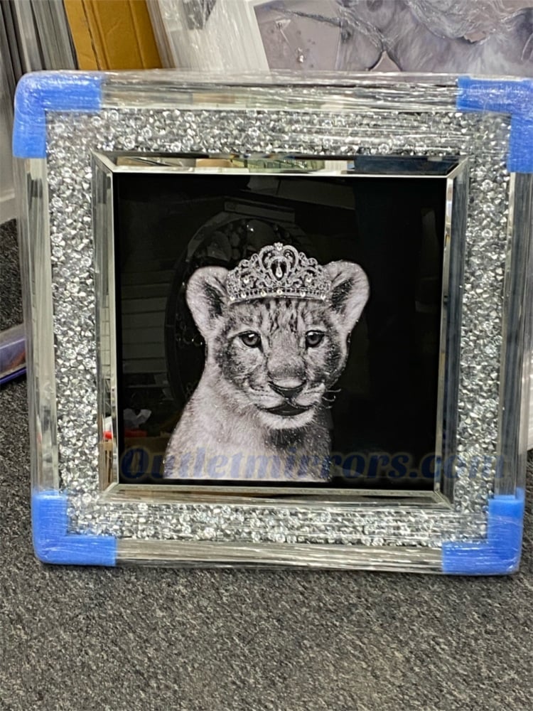  " Lioness Cub " Wall Art in a diamond crush frame 