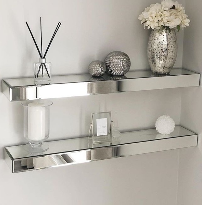 *Pair of Mirrored Shelves 80cm large