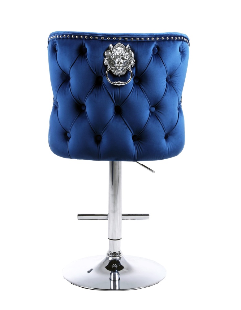 Valentino Lion Knocker Back Stool Quilted Stitch seat and Buttoned Back Des