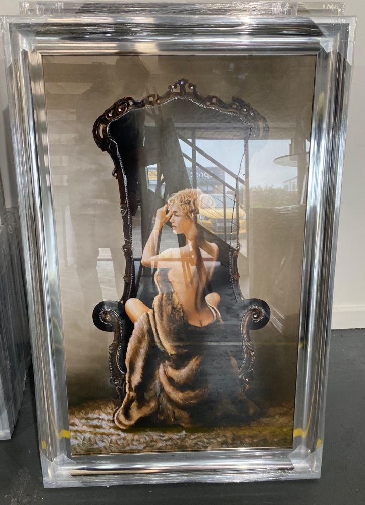 Glamour Lady Classic 2 Wall  Art in a chrome scoop frame  114cm x 74cm