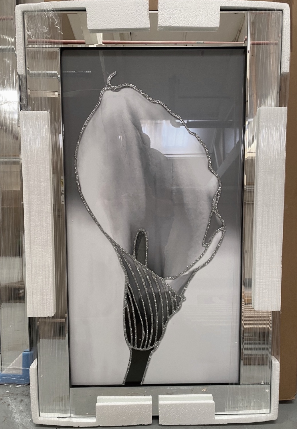 Mirror framed art " Single Lilly" 100cm x 60cm