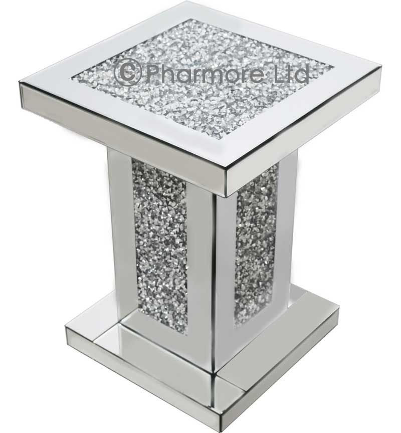 Diamond Crush Sparkle  Mirrored Lamp Table