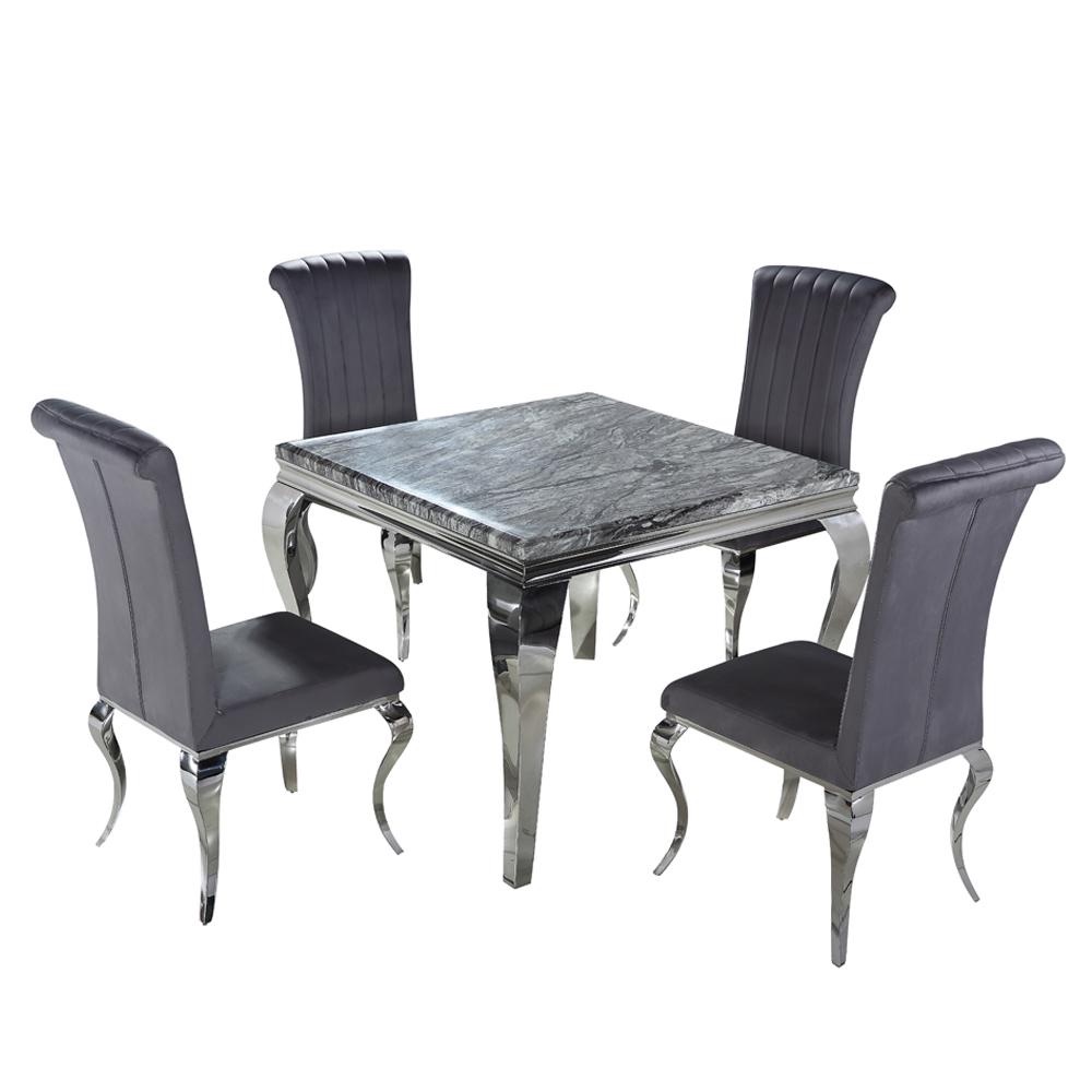 Louis Marble Dining Table in Dark Grey 100cm x 100cm