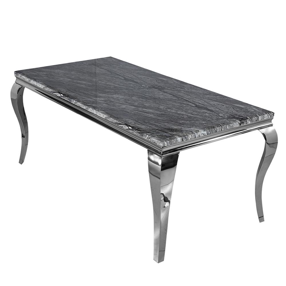 Louis Marble Rectangular Dining Table in Dark Grey  1.6m