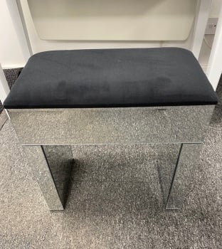 * Mirrored Stool in Black  fabric in stock 