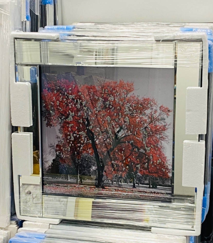 Mirror framed art print "Red Tree" in stock