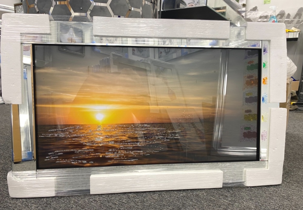Mirror framed art print Sunset 100cm x 60cm