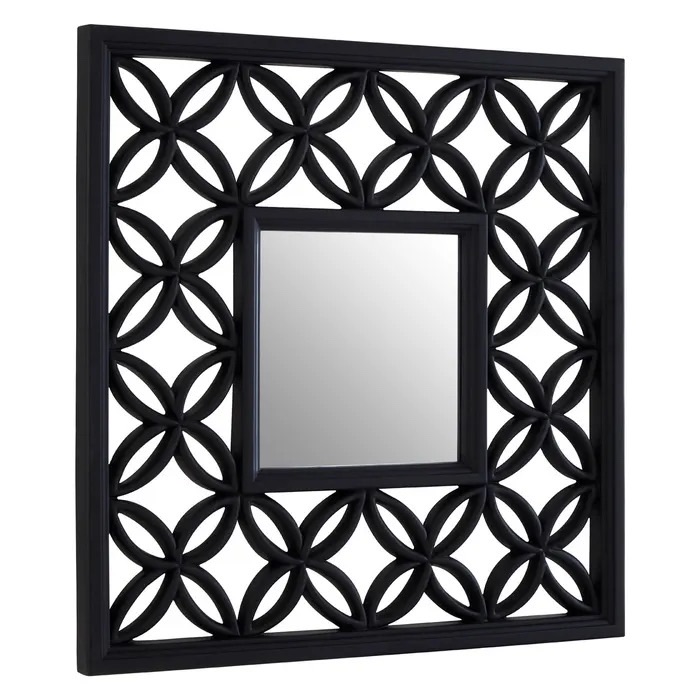 Black Lattice Window Mirror