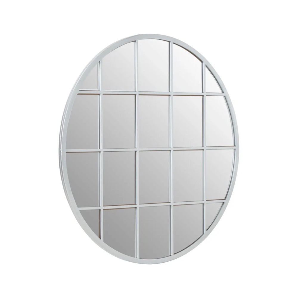 Metallic Steel Silver Round Window Mirror 91cm x 91cm