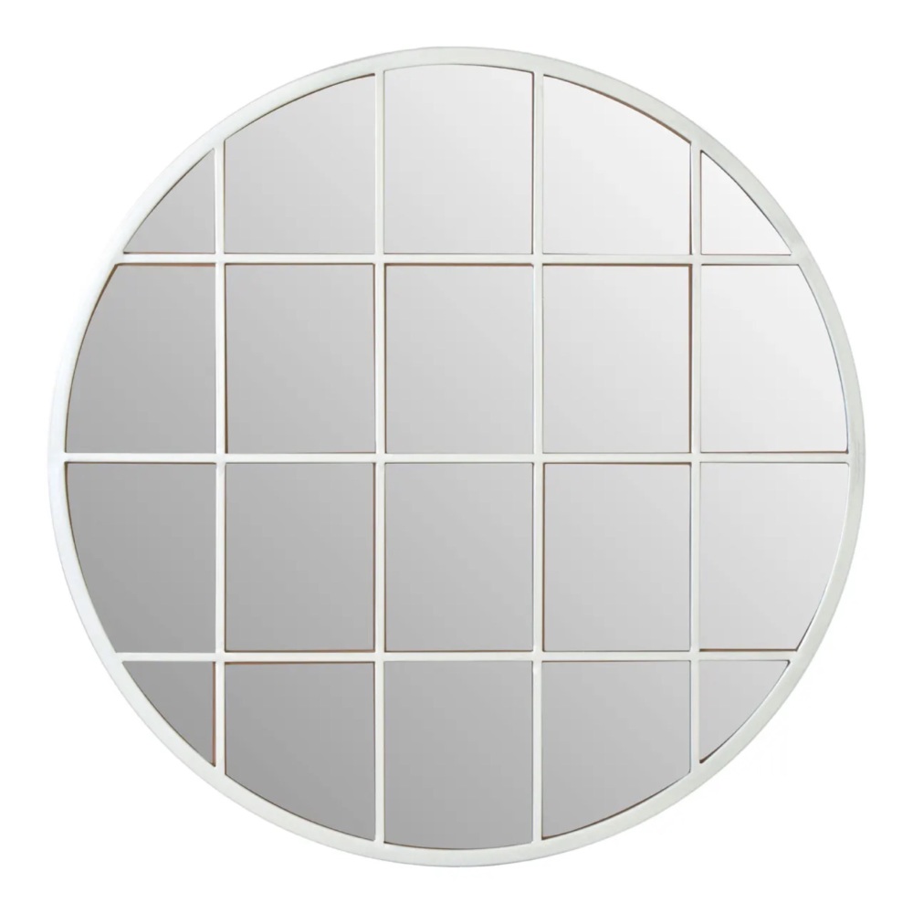Round Metallic Steel Silver  Window Mirror 91cm x 91cm