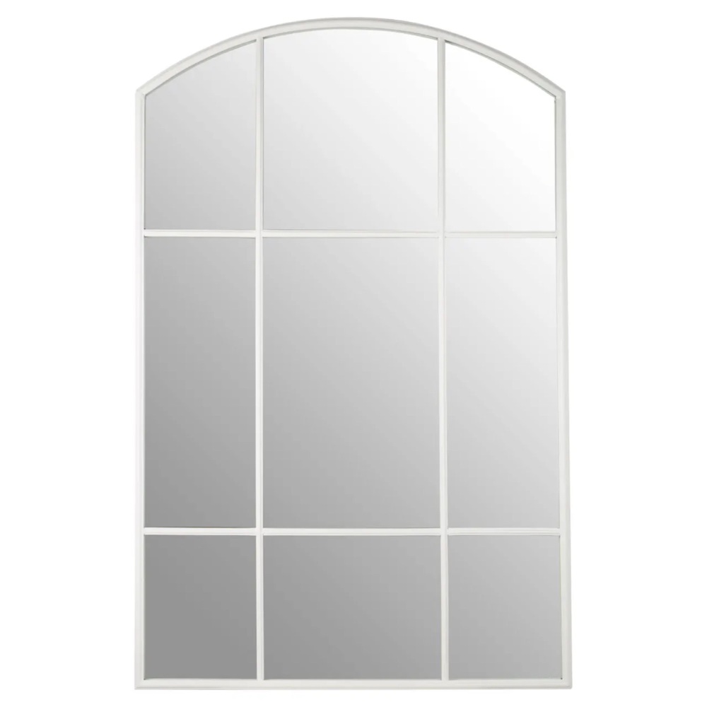 White  Curved Window Wall Mirror 140cm x 90cm