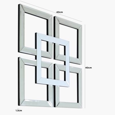 Geometric Squares Wall Mirror Silver and White 40cm x 40cm (A)