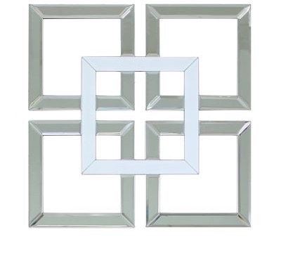 Geometric Squares Wall Mirror Silver and White 40cm x 40cm (A)
