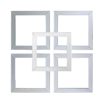Geometric Squares Wall Mirror in Grey & Silver 90cm x 90cm (A)