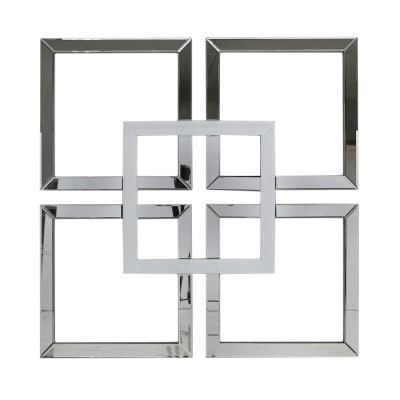 Geometric Squares Wall Mirror Silver and White 90cm x 90cm (A)
