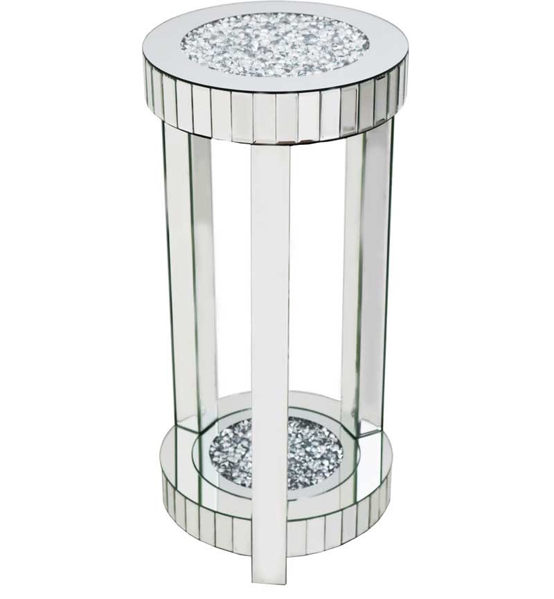 * Diamond Crush Sparkle Crystal round Mirrored Lamp Table Large