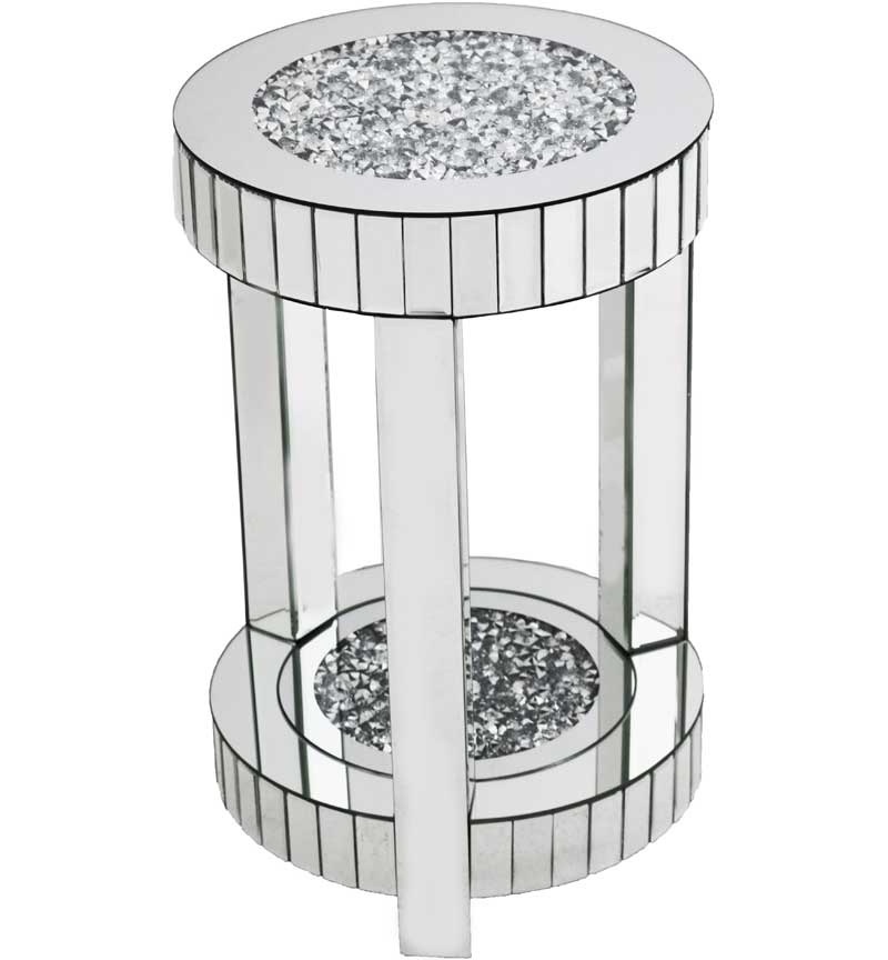 * Diamond Crush Sparkle Crystal round Mirrored Lamp Table Small in stock
