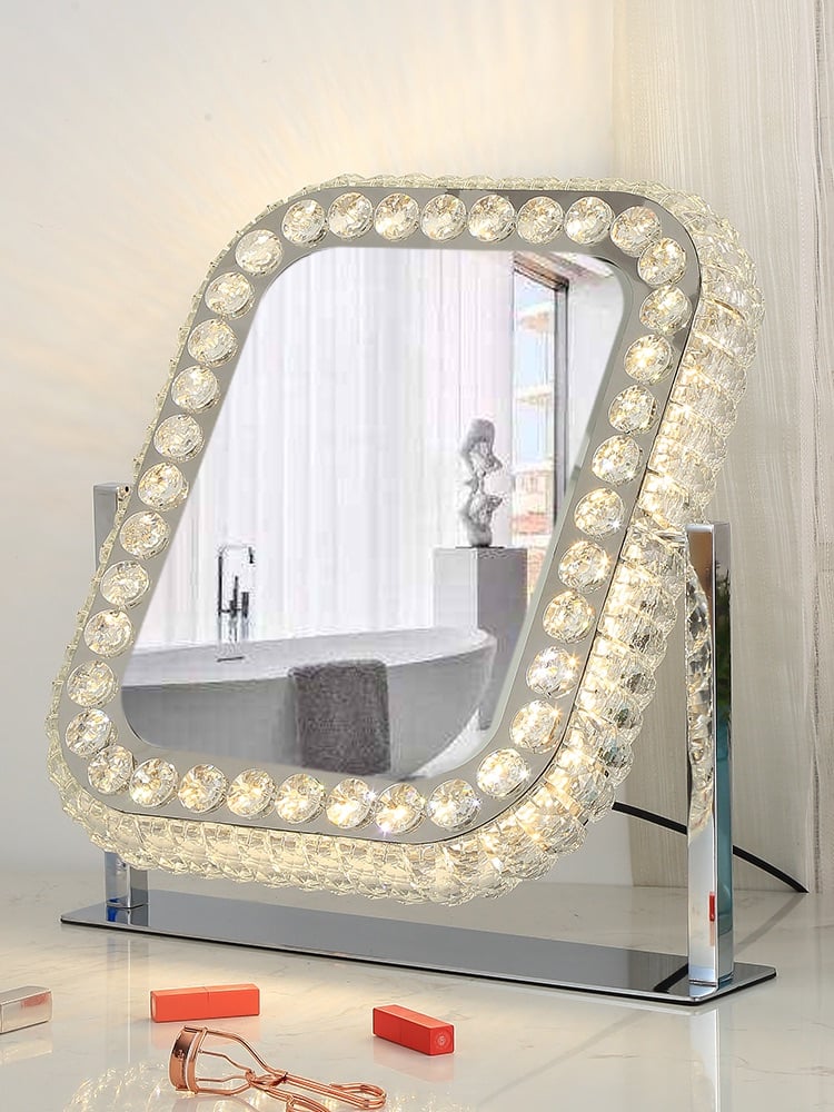 * New LED Crystal Rectangular Make Up Mirror 