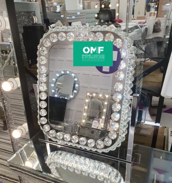* New LED Crystal Rectangular Make Up Mirror 40cm x 30cm
