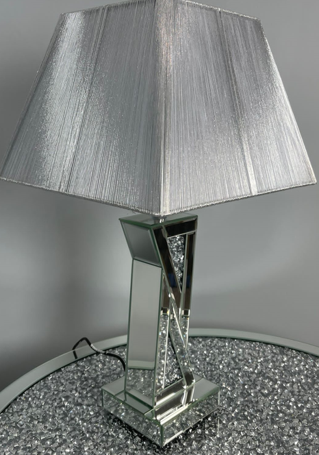 *Diamond Crush Crystal Sparkle Mirrored Zenon Table Lamp in stock available with a silver grey shade