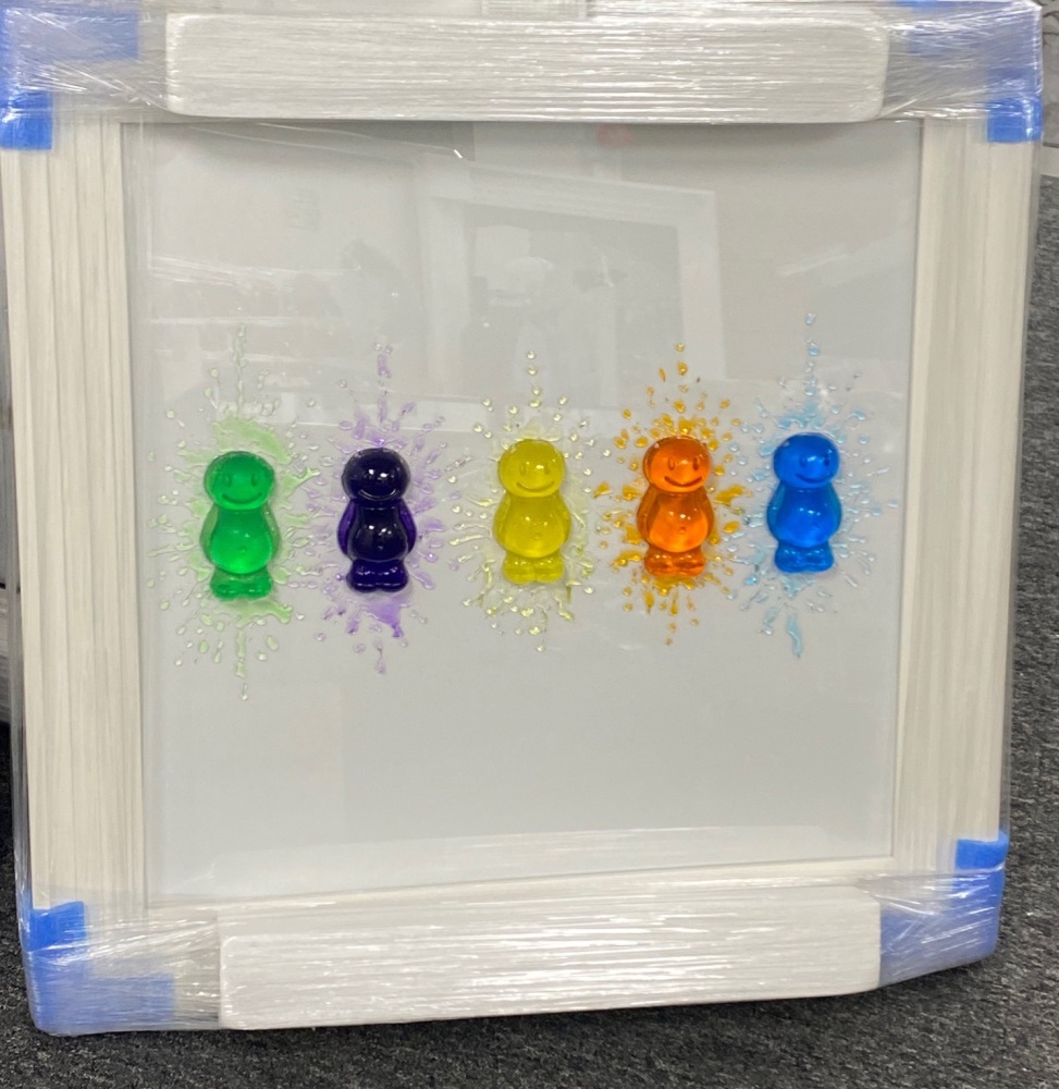 3d Colourful Jelly Babies wall art white stepped frame in stock