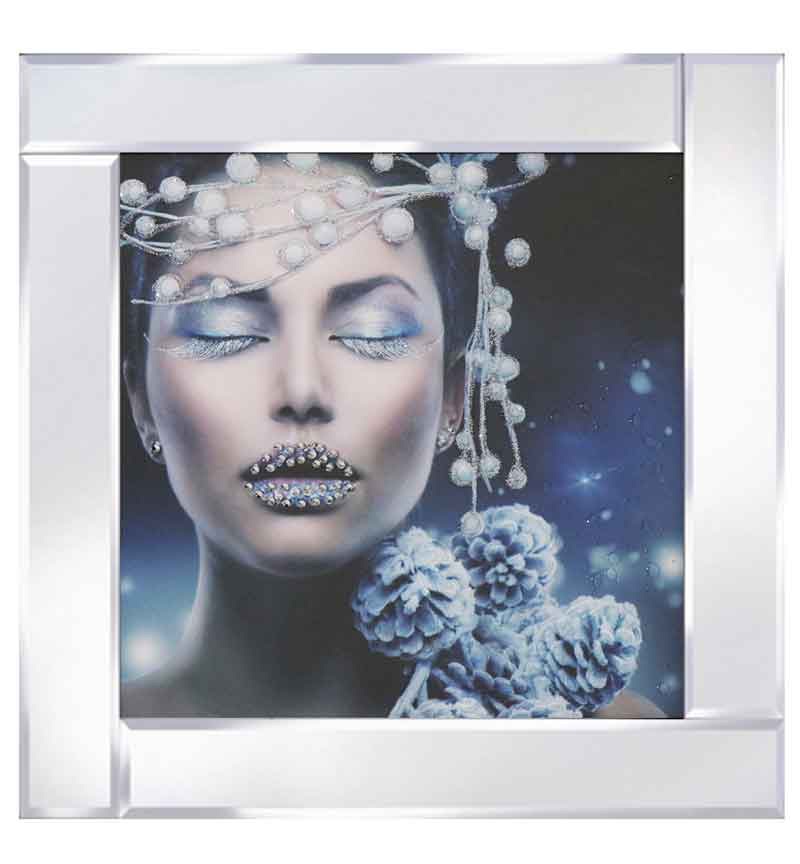 Mirror framed art print "Winter Goddess" 60cm x 60cm