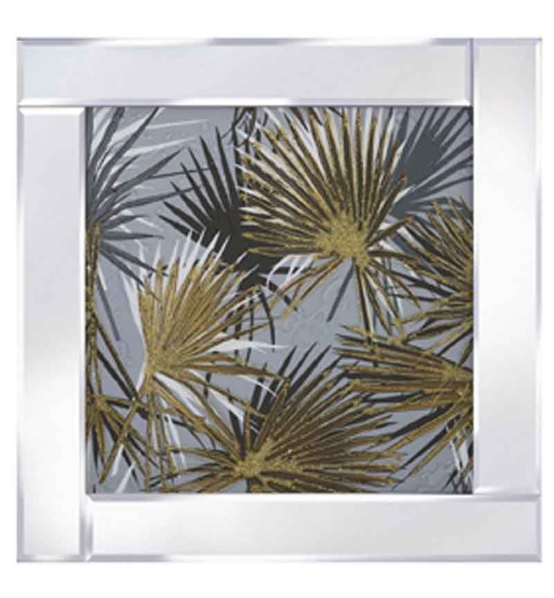 Mirror framed Gold & Silver Palm Leaves 60cm x 60cm