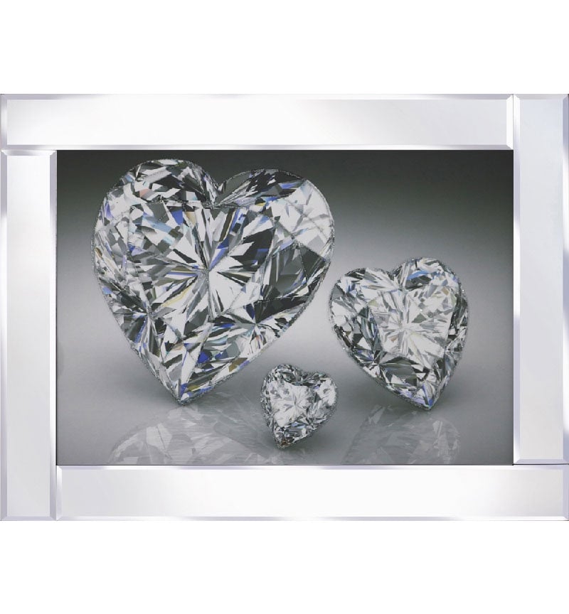 Mirror framed art print " Heart Shaped Diamonds " 95cm x 75cm
