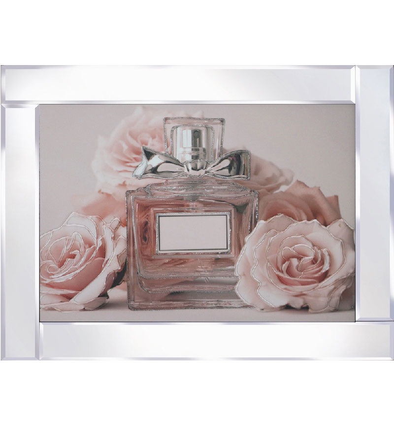 Mirror Framed Art  print Perfume Bottle & Roses 95cm x 75cm