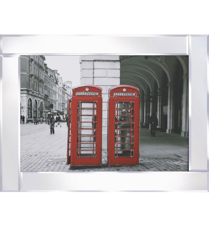 Mirror framed art print "London Red Phone Boxes " 95cm x 75cm