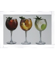 Mirror framed art print " Three Cocktail Glasses " 100cm x 60cm