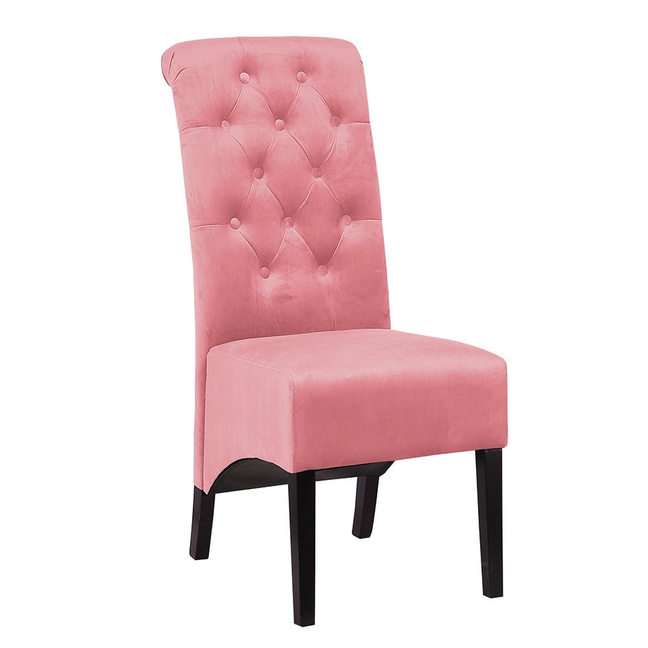 Emma Lion Knocker Dining Chair in Blush Pink with Chrome  Leg