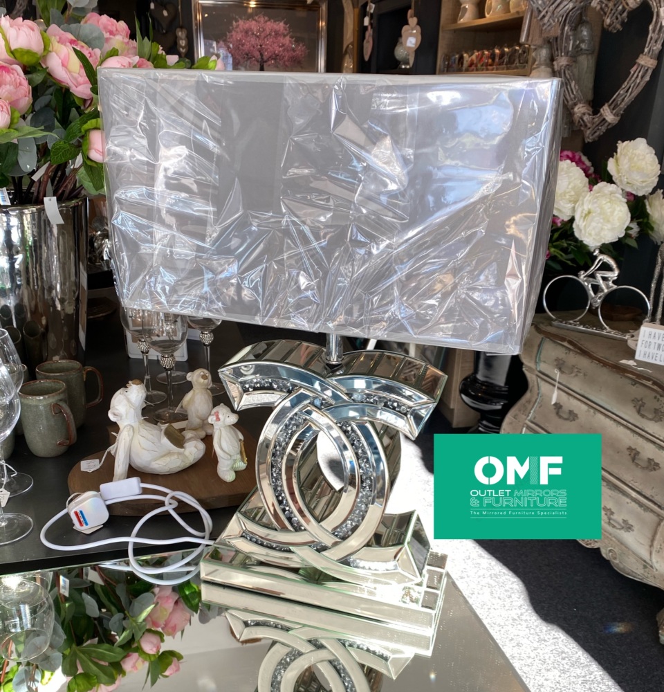#Diamond Crush Crystal Sparkle Mirrored CC  Table Lamp with Silver Grey shade Special offer price