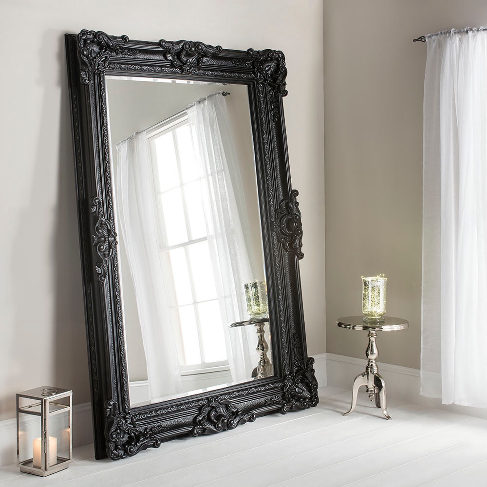 Grand Buckingham Rococo Extra Large Black bevelled Mirror 224cm x 142cm