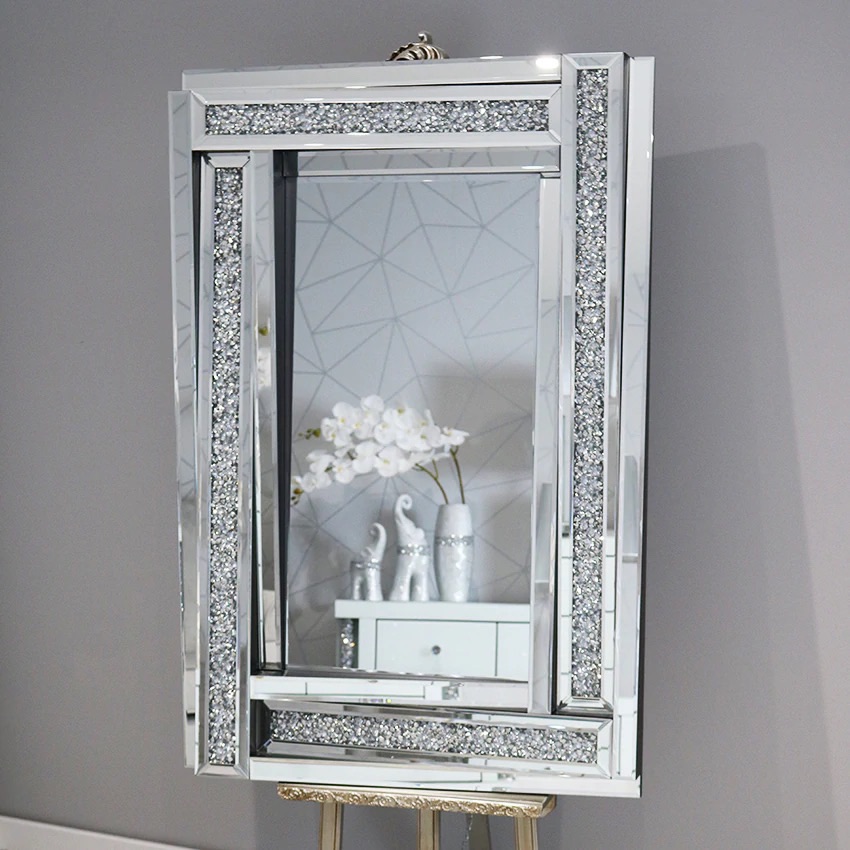 Buy BAPIDA - Crystal Mirrors for Wall Decoration Crush Diamond Wall Mirror  Rectangle Silver Sparkly Hanging Wall-Mounted Mirror Stunning Home Décor  Modern Glass Art (76 x 50 cm) Online at Low Prices