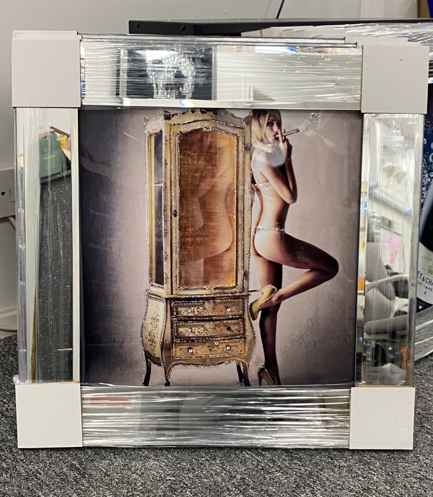 Mirror framed classic Cigar smoking Naked Lady 1 Wall Art in stock