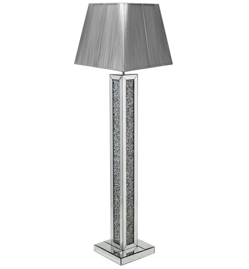 ^Diamond Crush Crystal Sparkle Mirrored Tall Floor Lamp item 