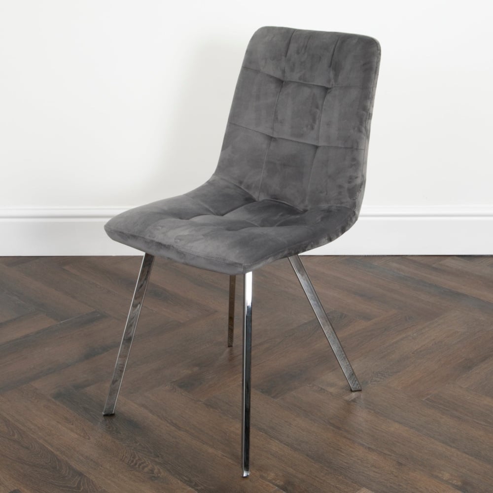Delta Dining Chair Grey with Chrome Leg