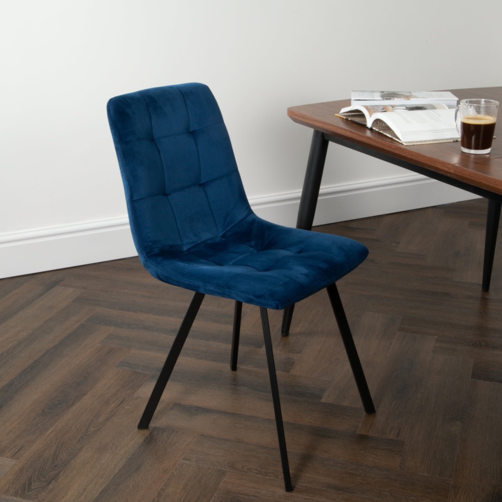 Delta Dining Chair Navy with Black Leg