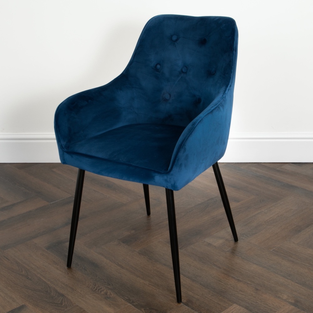 Emilia Dining Chair Navy Blue with Black Leg
