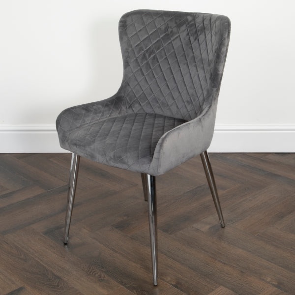 Diamond Dining Chair Grey with Black Leg