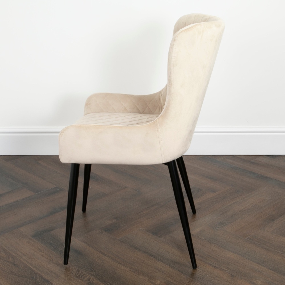Diamond Dining Chair in Beige with Black Leg