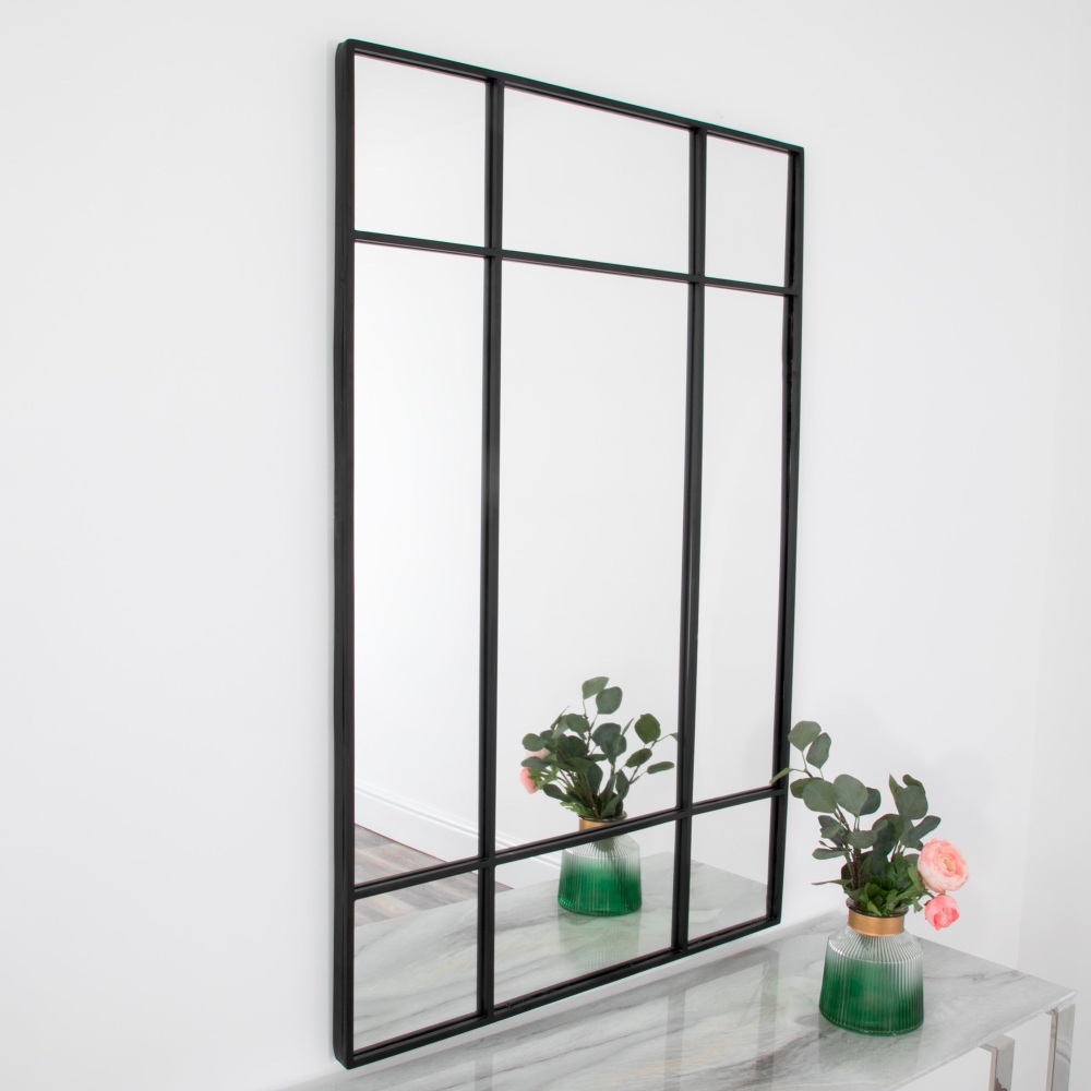 Black Moderna Window Mirror  120cm x 80cm