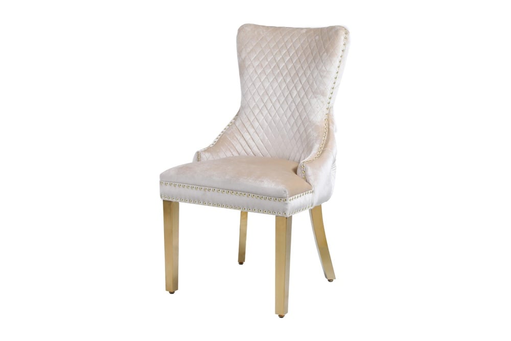 Valencia Lion Back Dining Chair in Cream with Gold Leg