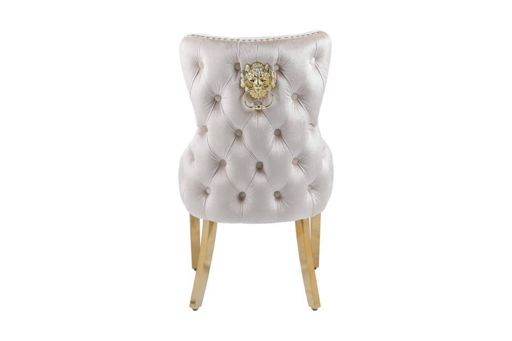 Valencia Lion Back Dining Chair in Cream with Gold Leg