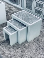 * Diamond Crush Crystal white Nest of 3 Table