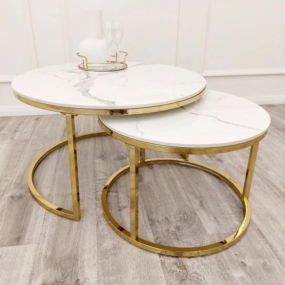 Juno 90cm Round Dining Table with Polar White Sintered Stone Top