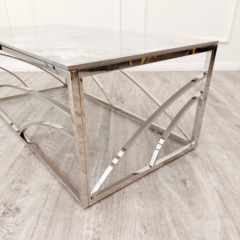 Mecure Silver Coffee Table with Polar grey  Sintered Stone Top