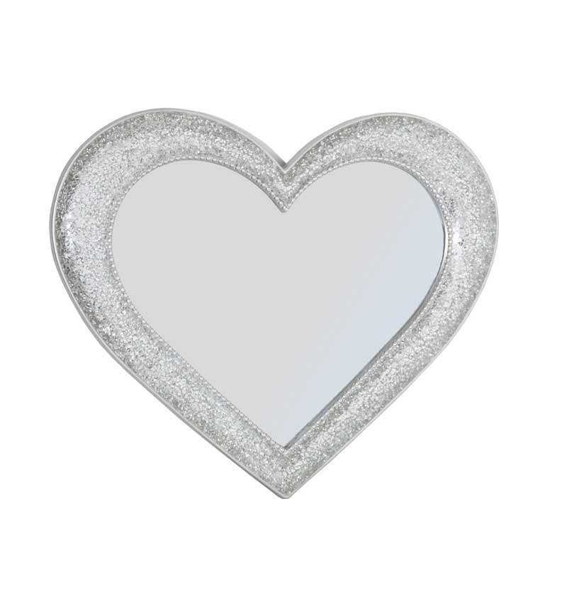 Heart Shaped Silver Mosaic Mirror small 54cm  x 64cm Small